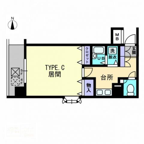 リマーク上之町(1K/6階)の間取り写真