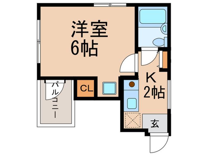 岩屋ハイツ(1K/3階)の間取り写真