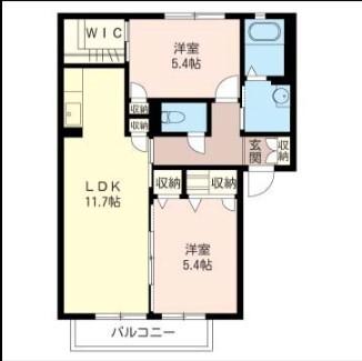 メルシーパル(2LDK/1階)の間取り写真