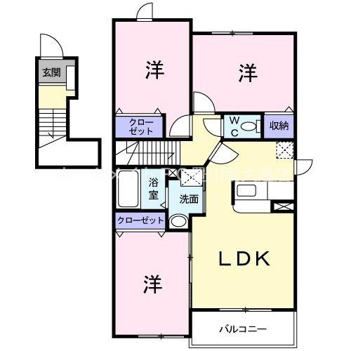 フラン・ディーア B(3LDK/2階)の間取り写真