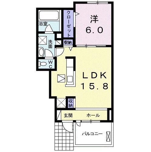 カーサ ソヨカ(1LDK/1階)の間取り写真