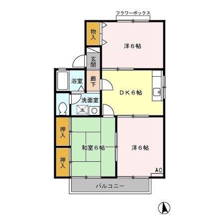 セジュールスギモトB(3DK/2階)の間取り写真