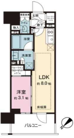 レ・ジェイド新横浜(1LDK/12階)の間取り写真
