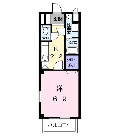 シャトー蓮池(1K/2階)の間取り写真