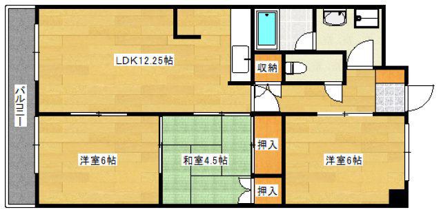 グリーンハイツアサダ(3LDK/1階)の間取り写真