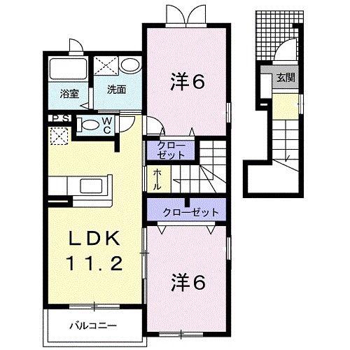 プレジャーヒルズ湘南(2LDK/2階)の間取り写真