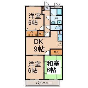 シモーヌ・ヴィーユA棟(3DK/2階)の間取り写真
