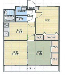 メゾン飫肥B棟(3DK/2階)の間取り写真