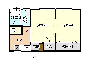 メゾンナイト(2K/2階)の間取り写真
