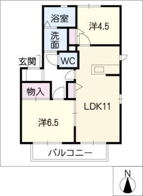 フレンドリーC棟(2LDK/2階)の間取り写真