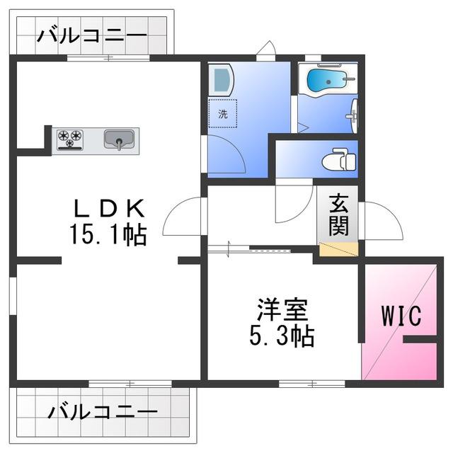 坂の久保ハイツD(1LDK/2階)の間取り写真