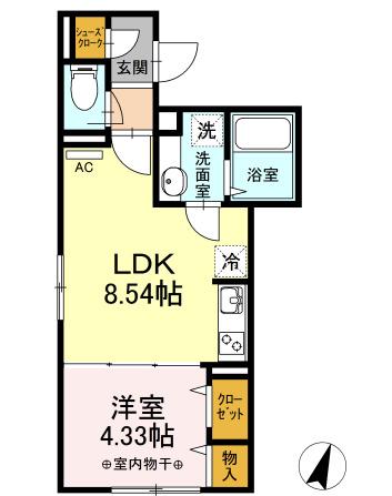 Dメゾン本駒込(1LDK/1階)の間取り写真