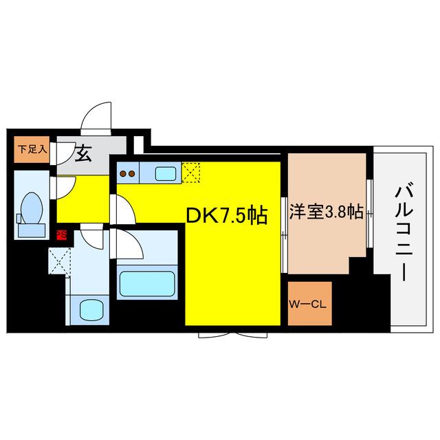ルフォンプログレ堺筋本町タワーレジデンス(1DK/9階)の間取り写真
