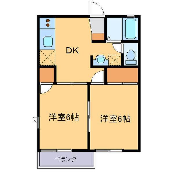 ボナール千吉良(2DK/2階)の間取り写真