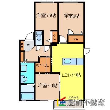 アンビションA(3LDK/2階)の間取り写真