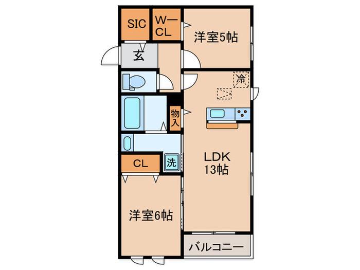 グランエルメゾン(2LDK/2階)の間取り写真
