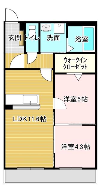NOIR GISHOU(2LDK/1階)の間取り写真