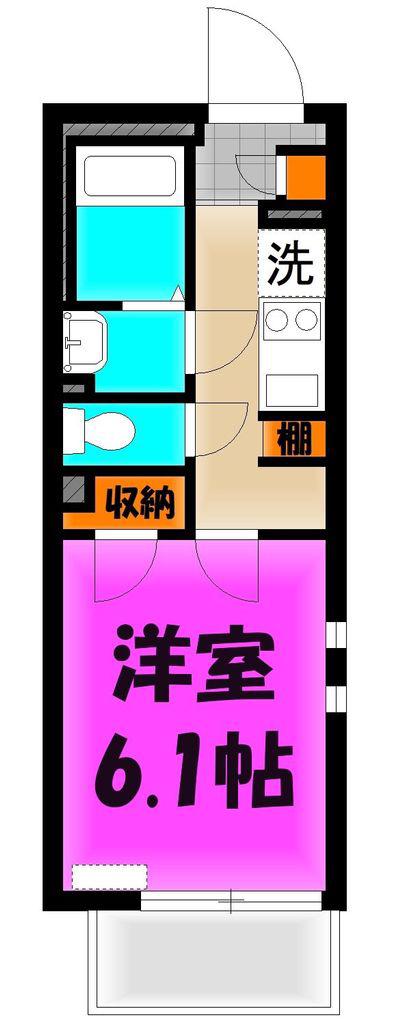 JR埼京線 武蔵浦和駅 徒歩4分 3階建 築10年(1K/3階)の間取り写真