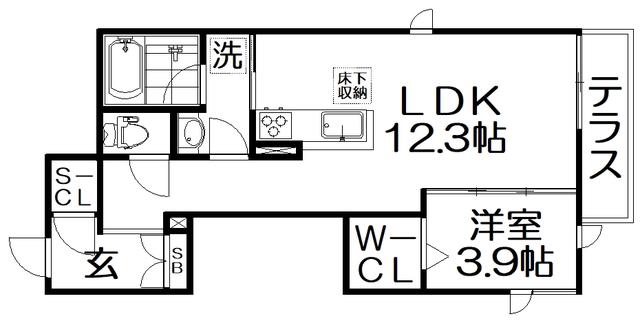 SHAMAISON HOSHIDA(1LDK/1階)の間取り写真
