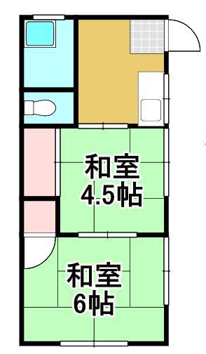 佐野南荘(2K/1階)の間取り写真