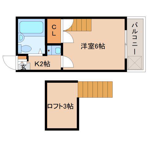 レオ四条大路(ワンルーム/2階)の間取り写真