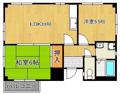 オブリックビル(2LDK/5階)の間取り写真