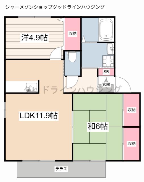 レジェンドガーデン(2LDK/1階)の間取り写真