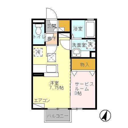 メディアスヴィル 弐番館(1DK/1階)の間取り写真