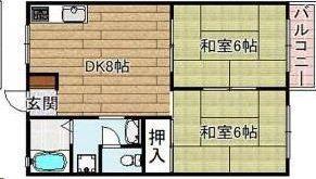 インレットハイツ(2DK/2階)の間取り写真