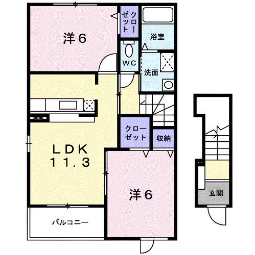 コモドビラVIII(2LDK/2階)の間取り写真