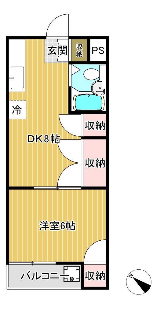 ビック武蔵野ひばりが丘(1K/3階)の間取り写真