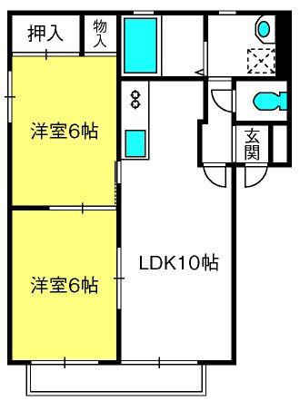 アークガーデンB(2LDK/2階)の間取り写真