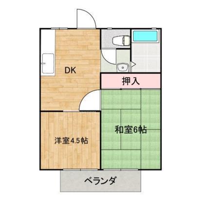 レジデンス白鳥 A(2DK/1階)の間取り写真