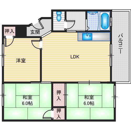 マンション沢良宜A棟(3LDK/5階)の間取り写真