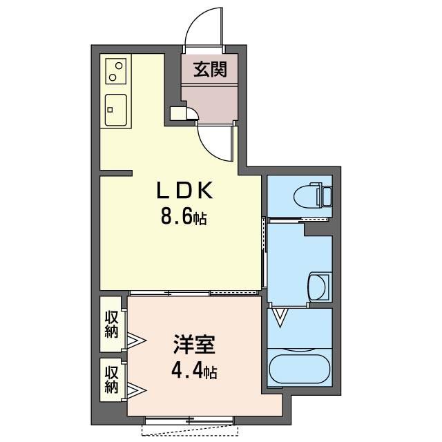 エバーグリーン(1LDK/2階)の間取り写真