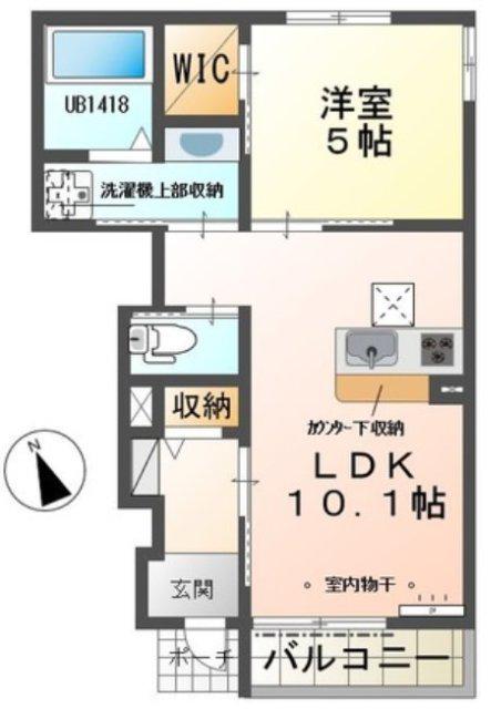 クレープマートル(1LDK/1階)の間取り写真