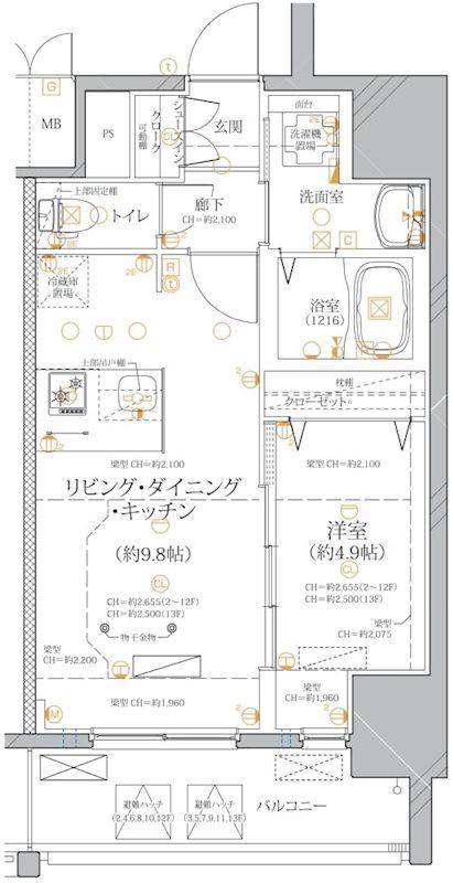 ディアレイシャス浅間町ステーションフロント(1LDK/9階)の間取り写真