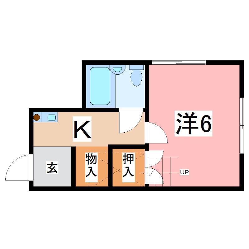 信開セルーラ春日(1SK/2階)の間取り写真