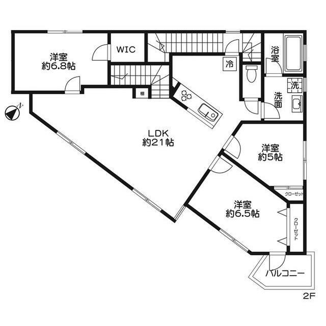 柿の木坂マンション(3LDK/2階)の間取り写真