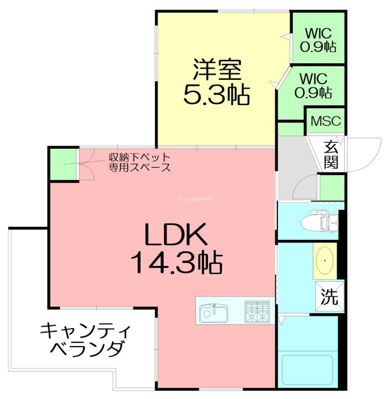 MAISON LA BELL MER(1LDK/3階)の間取り写真