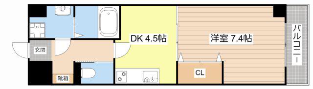 ルナソル(1DK/4階)の間取り写真
