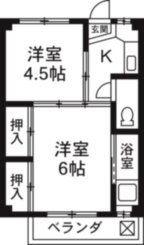 クラウンズマンション天川大島(2K/4階)の間取り写真