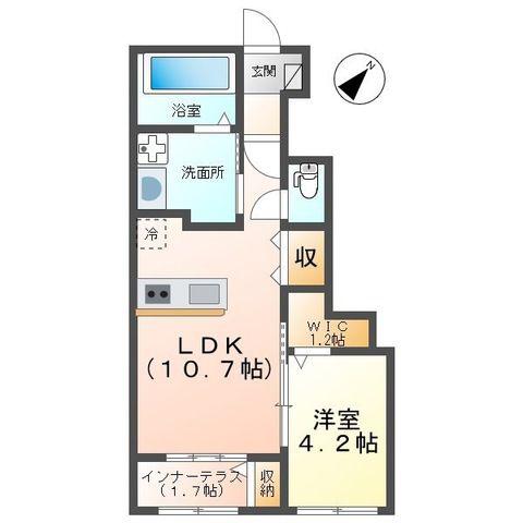 ルナ クレセンテLUNA CRESCENTE(1LDK/1階)の間取り写真