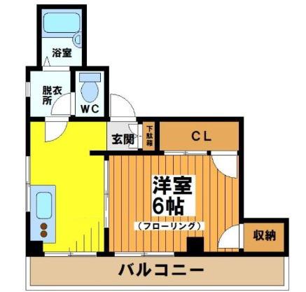 坂ビル(1DK/3階)の間取り写真