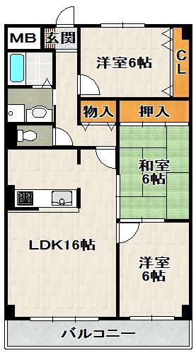 プレステージ安倉(3LDK/3階)の間取り写真