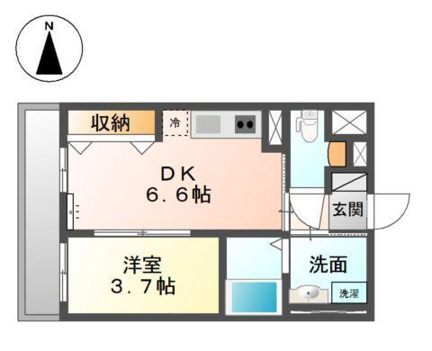COZY豊中蛍池(1DK/4階)の間取り写真