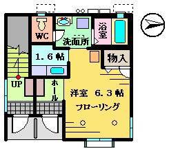 コンブリッサII(1K/1階)の間取り写真