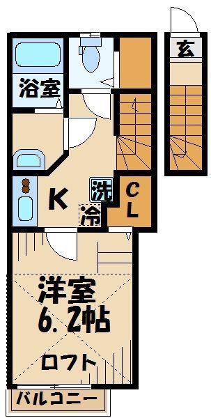 DSコート・21紅葉丘(1K/2階)の間取り写真