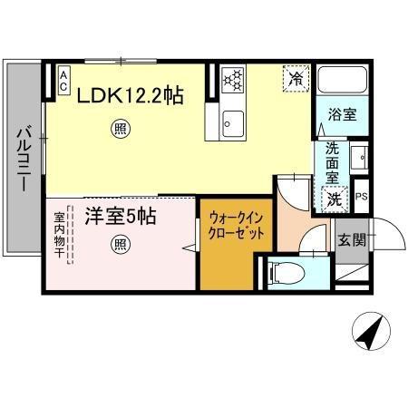 シャローム城原(1LDK/3階)の間取り写真