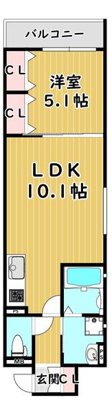 ラモーナ福町(1LDK/1階)の間取り写真